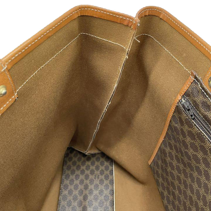 CELINE セリーヌ トートバッグ マカダム柄 ロゴ PVC レザー ブラウン ヴィンテージ