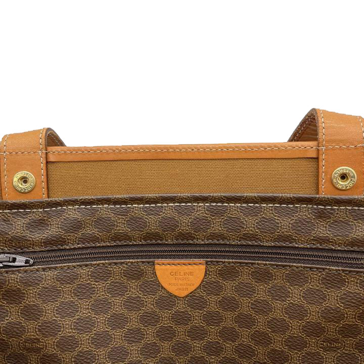 CELINE セリーヌ トートバッグ マカダム柄 ロゴ PVC レザー ブラウン ヴィンテージ