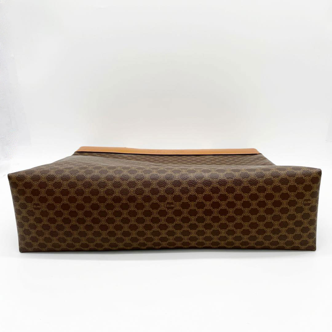CELINE セリーヌ トートバッグ マカダム柄 ロゴ PVC レザー ブラウン ヴィンテージ