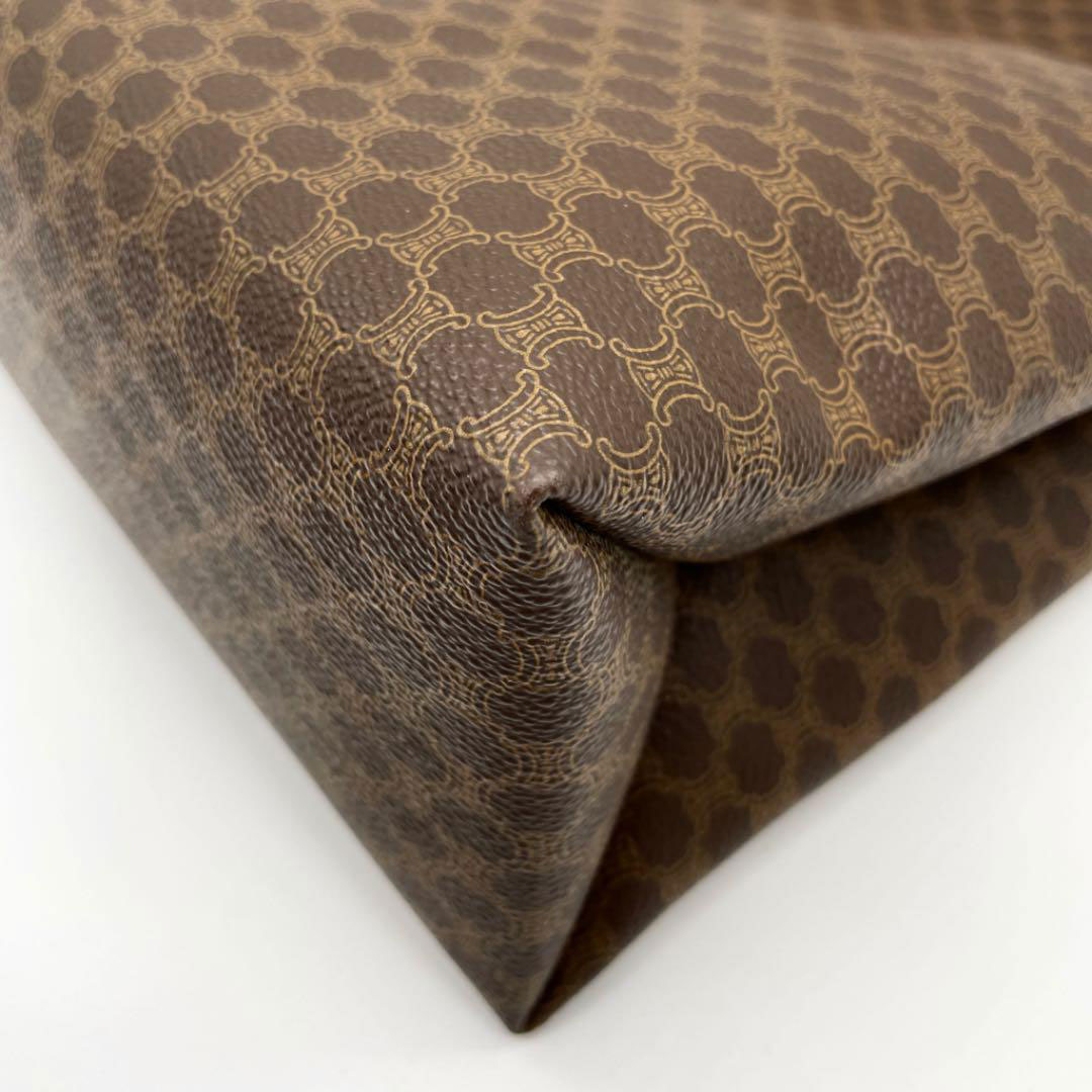 CELINE セリーヌ トートバッグ マカダム柄 ロゴ PVC レザー ブラウン ヴィンテージ