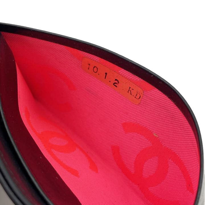 CHANEL シャネル カンボンライン パスケース カードケース レザー ブラック 13番台