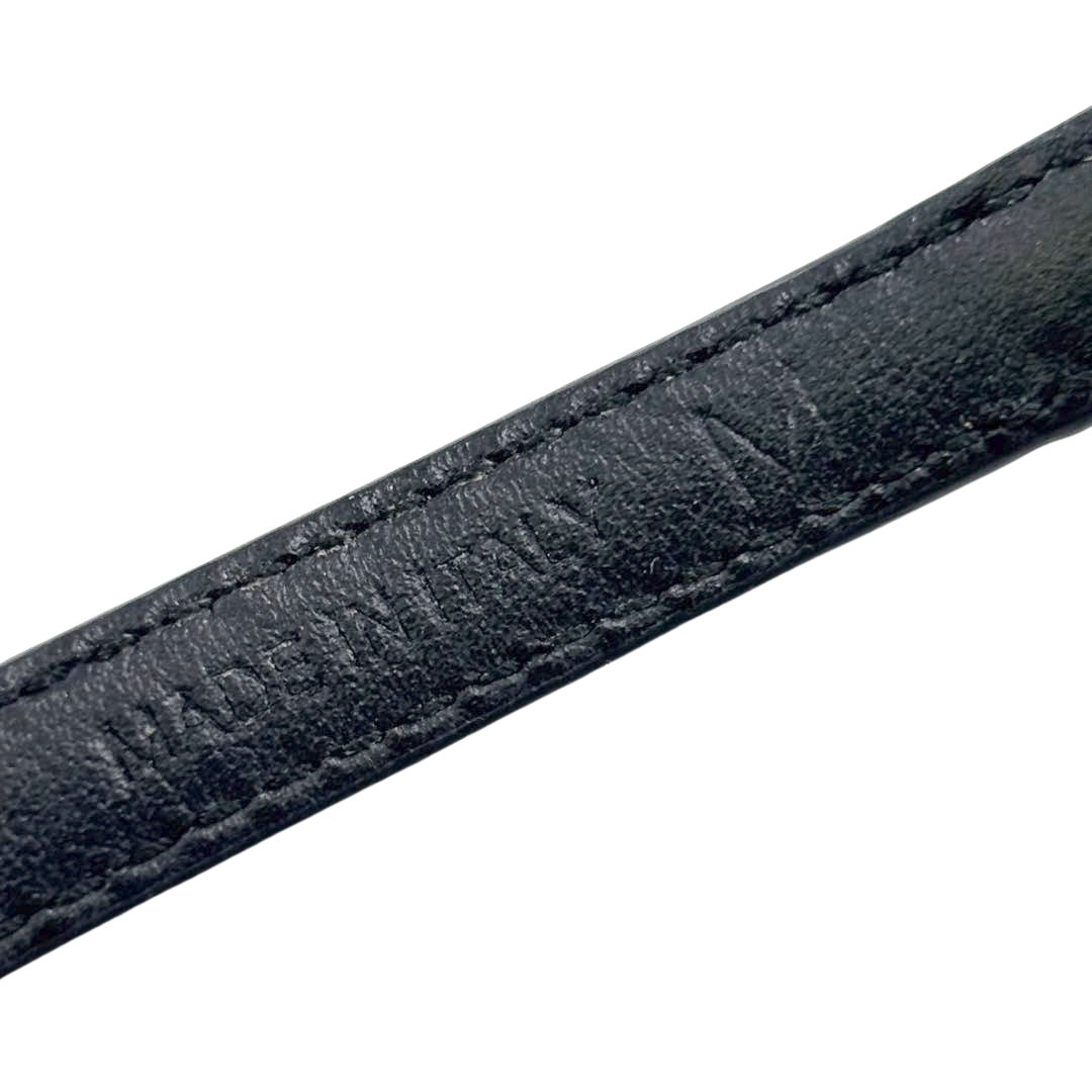 PRADA プラダ サフィアーノレザー ブレスレット Mサイズ 三角プレート付き ブラック/ゴールド金具 1IB351