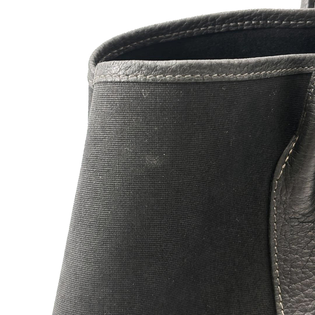 HERMES エルメス トートバッグ ガーデンパーティ36 PM トワルオフィシエ/レザー ブラック □G刻印