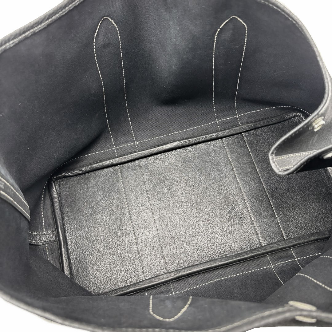 HERMES エルメス トートバッグ ガーデンパーティ36 PM トワルオフィシエ/レザー ブラック □G刻印