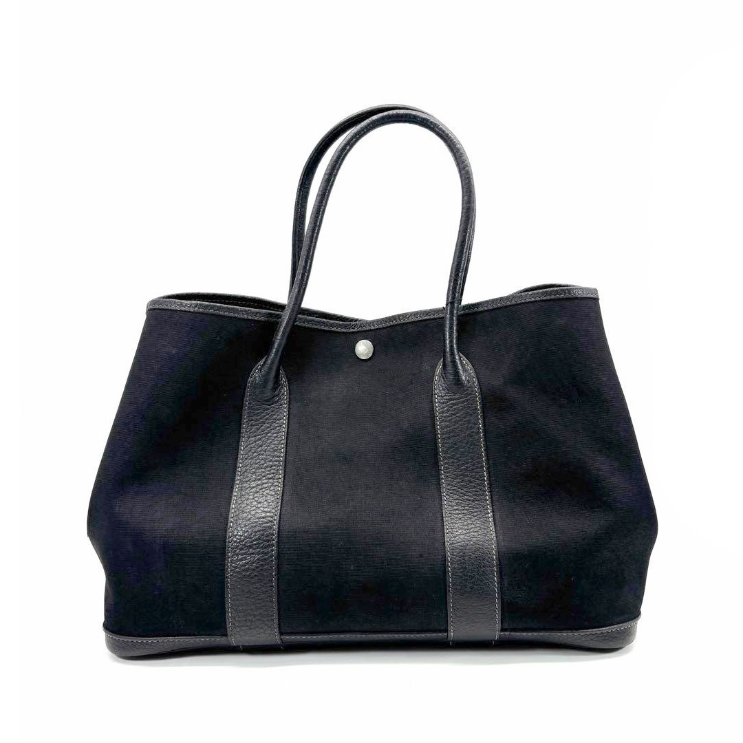 HERMES エルメス トートバッグ ガーデンパーティ36 PM トワルオフィシエ/レザー ブラック □G刻印