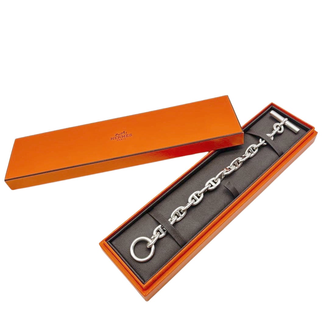HERMES エルメス ブレスレット シェーヌダンクルMM 16コマ Ag925 シルバー 57.0g