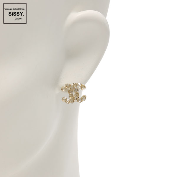 ■シャネル■ ピアス ココマーク ラインストーン シャンパンゴールド A12 A  【CHANEL】