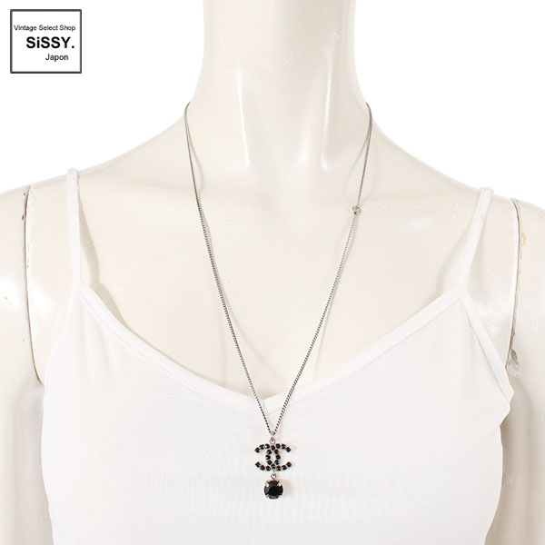 ■シャネル■ ココマーク ネックレス ラインストーン ブラック B18S 【CHANEL】