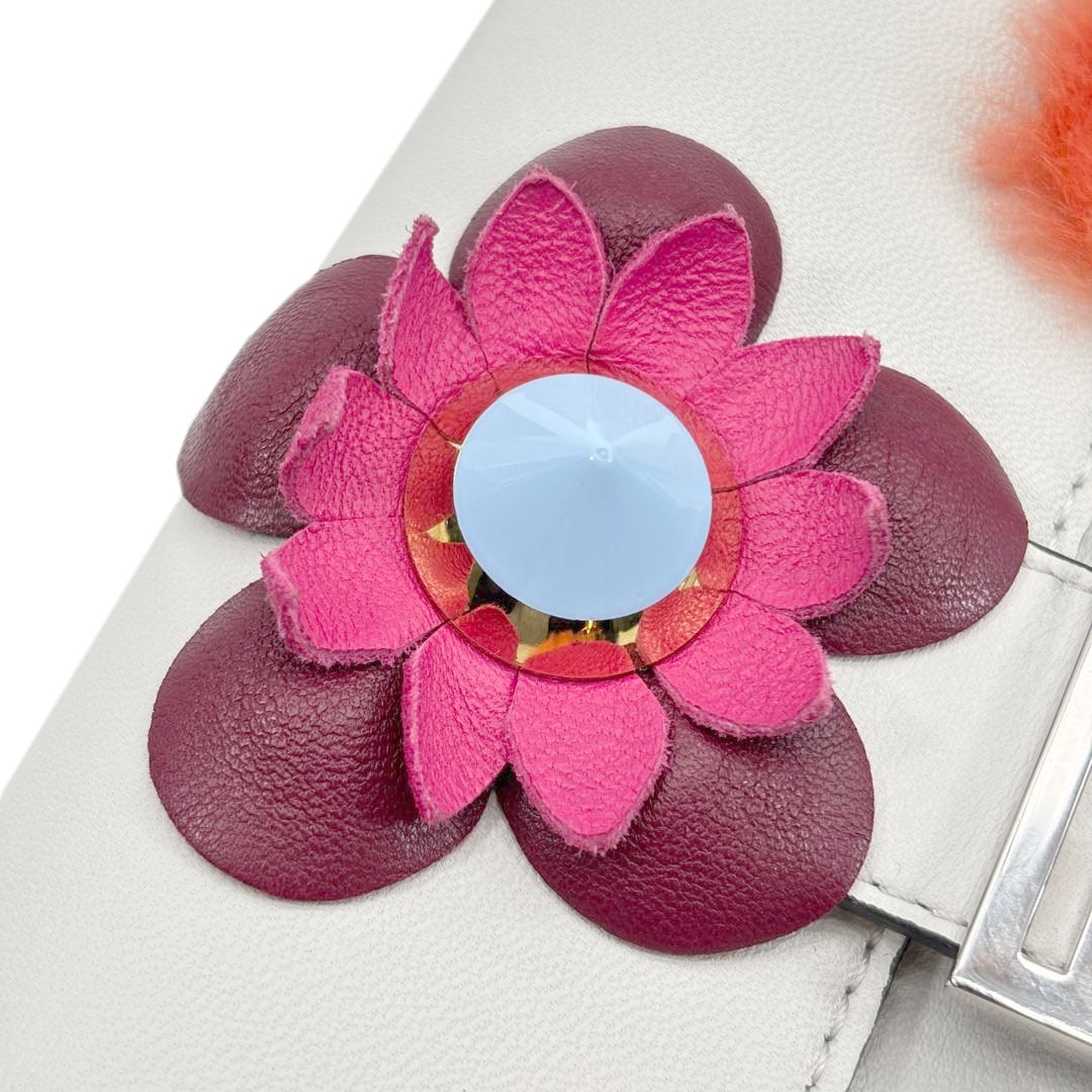 FENDI フェンディ マイクロ バゲット モンスター ハンドバッグ ショルダーバッグ レザー ホワイト 8M0354