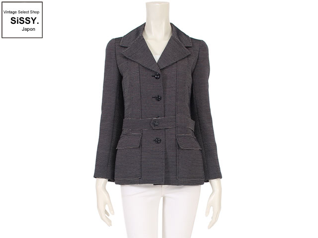 ■シャネル■ ブルゾン ジャケット ウール シルク ネイビー ホワイト 01P 38(M) 【CHANEL】