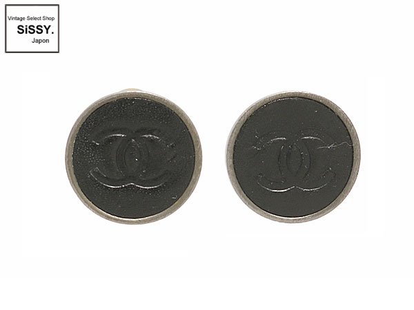 シャネル ■CHANEL■ イヤリング ココマーク レザー メタル シルバー ブラック 00A