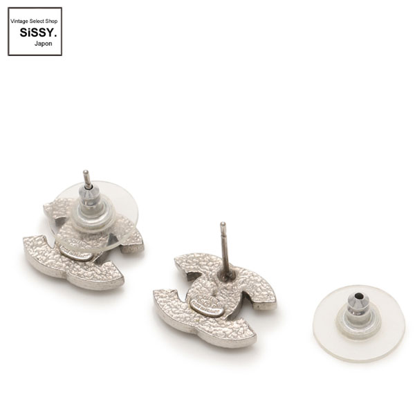 ■シャネル■ ココマーク ピアス ラインストーン シルバー 09P 【CHANEL】