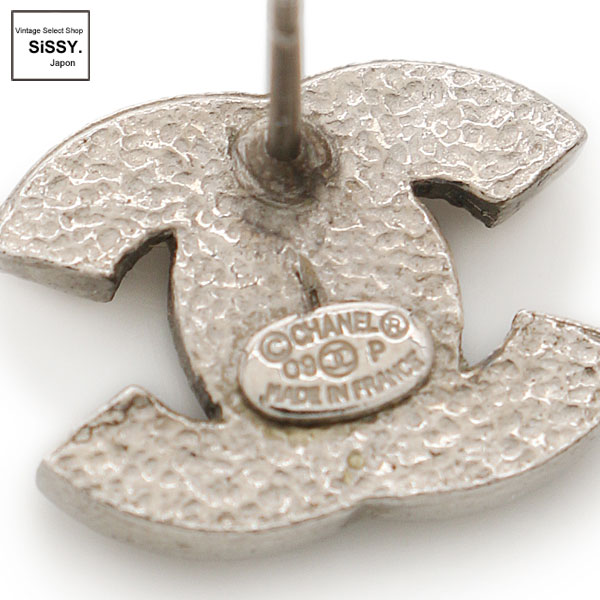 ■シャネル■ ココマーク ピアス ラインストーン シルバー 09P 【CHANEL】