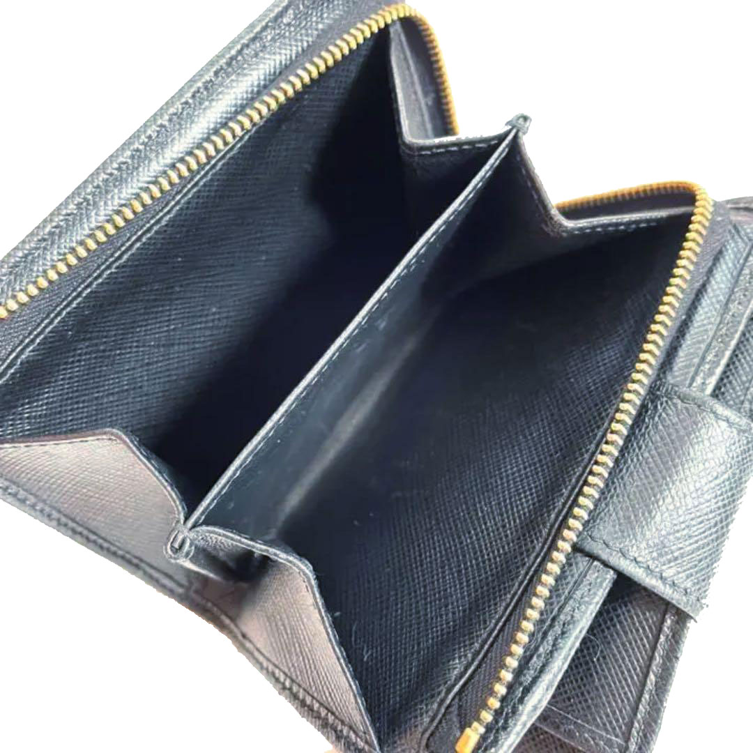 PRADA プラダ 二つ折り財布 サフィアーノ レザー ブラック