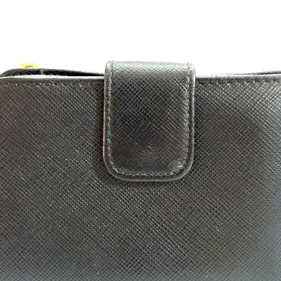 PRADA プラダ 二つ折り財布 サフィアーノ レザー ブラック