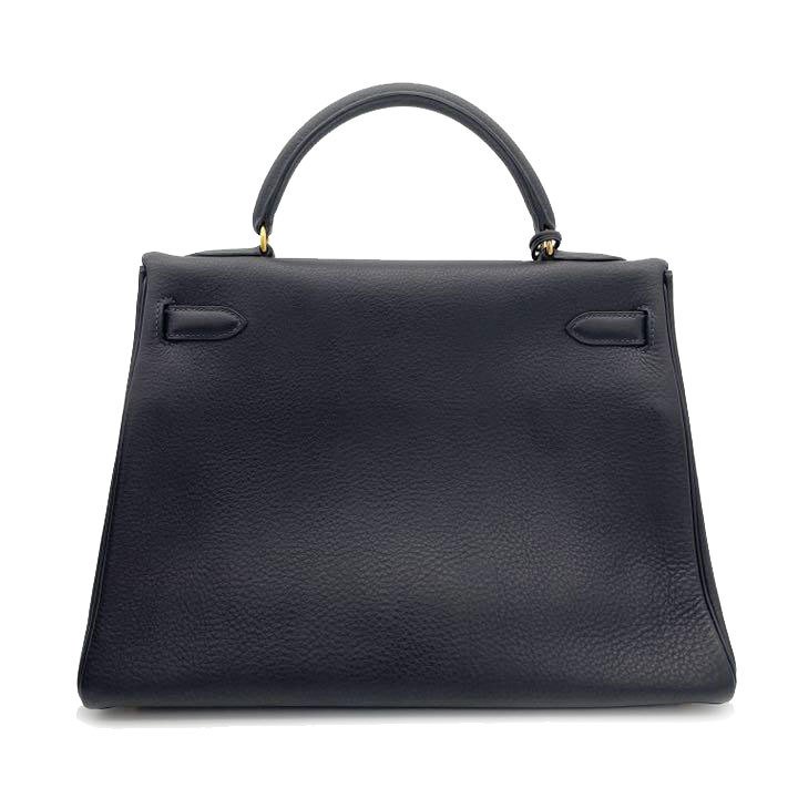 HERMES エルメス ハンドバッグ ケリー32 内縫いトゴ ダークネイビー系 ゴールド金具 □A刻印
