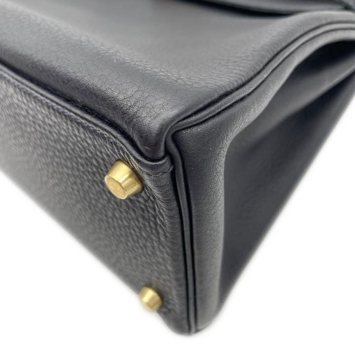 HERMES エルメス ハンドバッグ ケリー32 内縫いトゴ ダークネイビー系 ゴールド金具 □A刻印