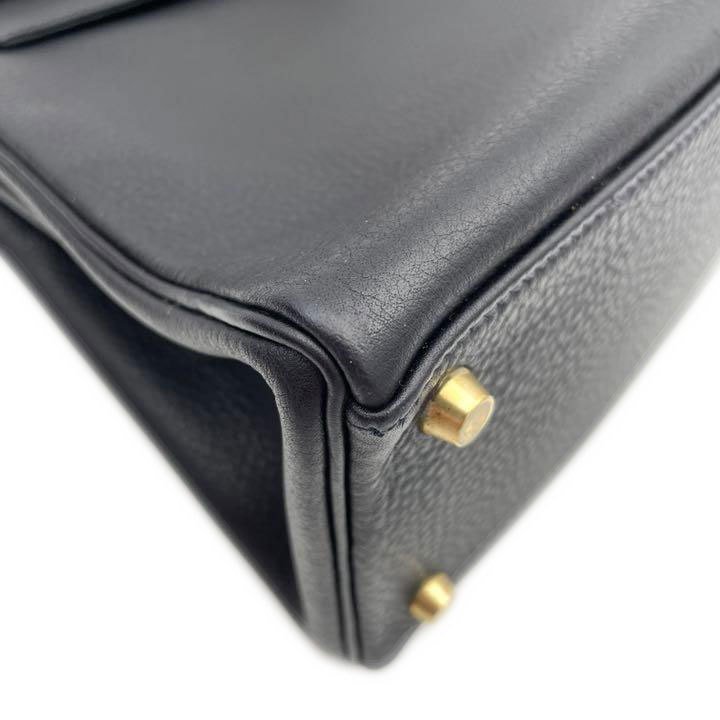 HERMES エルメス ハンドバッグ ケリー32 内縫いトゴ ダークネイビー系 ゴールド金具 □A刻印
