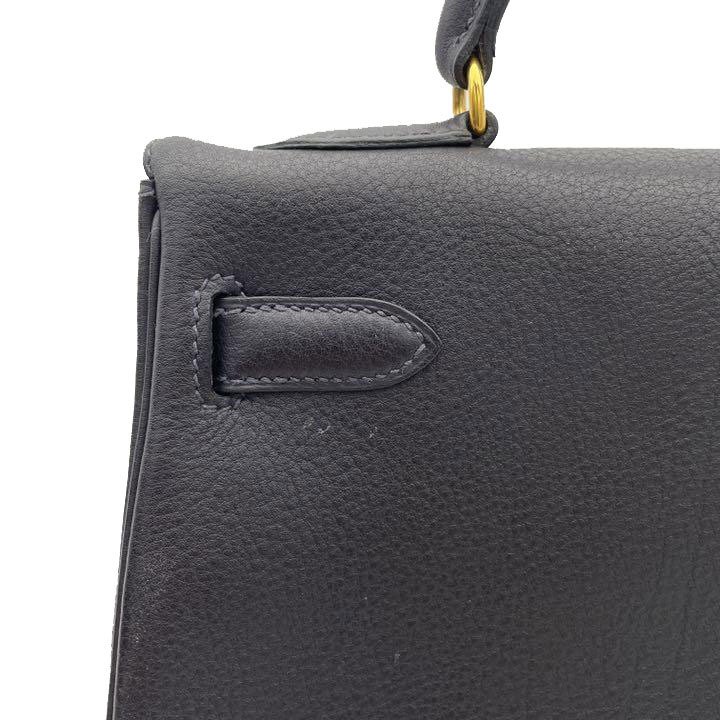 HERMES エルメス ハンドバッグ ケリー32 内縫いトゴ ダークネイビー系 ゴールド金具 □A刻印