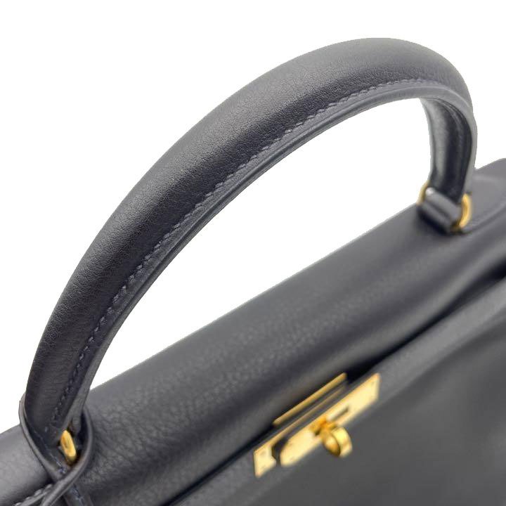 HERMES エルメス ハンドバッグ ケリー32 内縫いトゴ ダークネイビー系 ゴールド金具 □A刻印