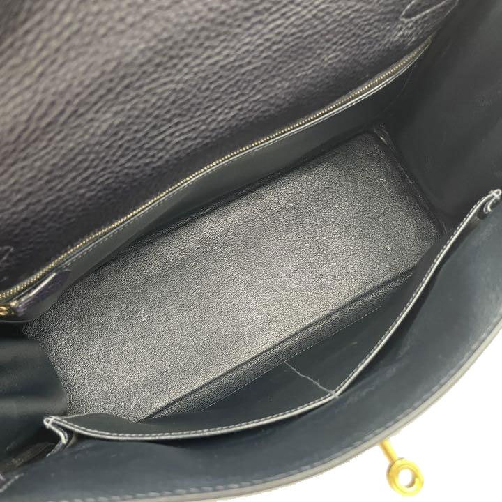HERMES エルメス ハンドバッグ ケリー32 内縫いトゴ ダークネイビー系 ゴールド金具 □A刻印