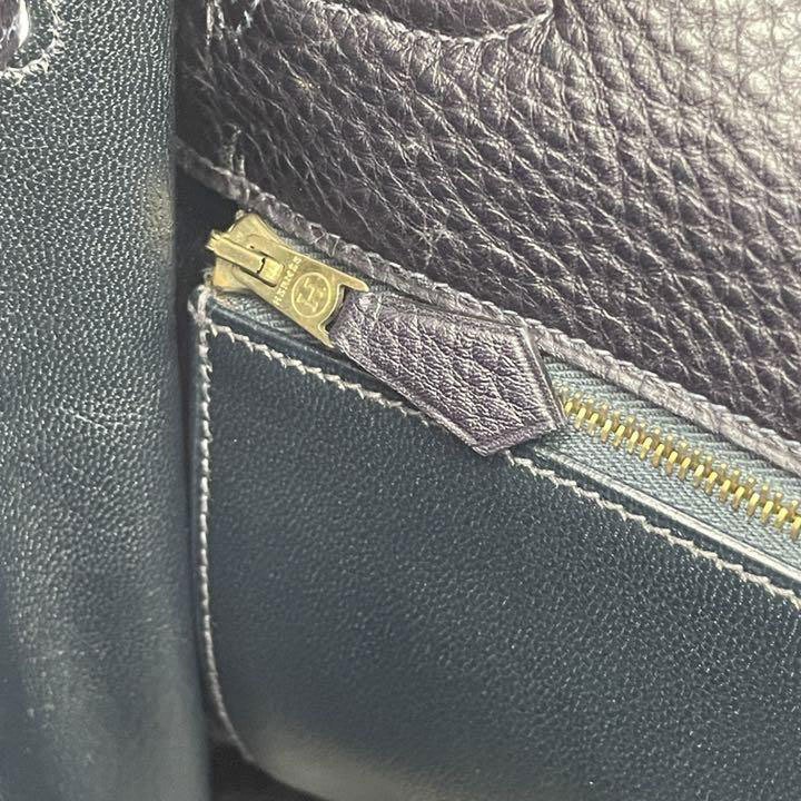 HERMES エルメス ハンドバッグ ケリー32 内縫いトゴ ダークネイビー系 ゴールド金具 □A刻印