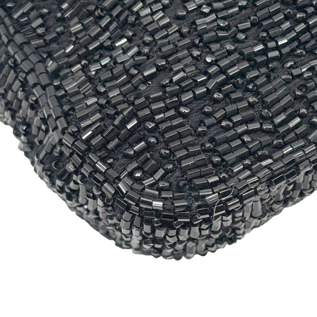 FENDI フェンディ マイクロマンマバケット ショルダーバッグ ビーズ/リザード ブラック/クロム金具