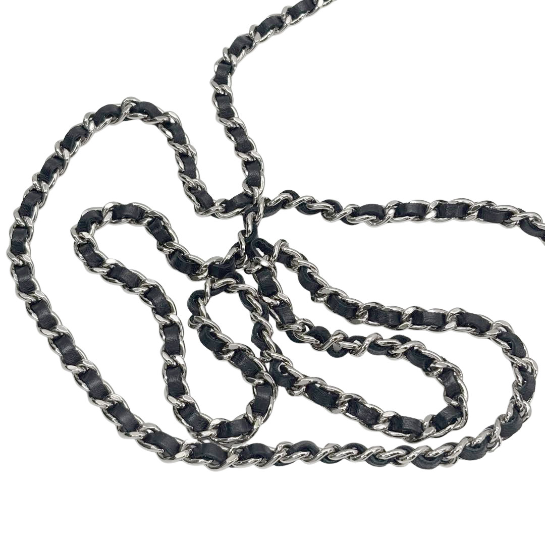 CHANEL シャネル マトラッセ チェーンウォレット タイムレスクラシック ラムスキン ブラック シルバー金具 19番台