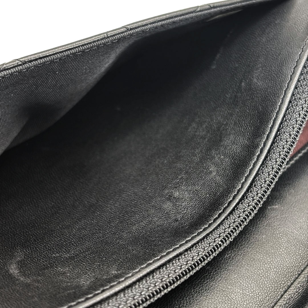 CHANEL シャネル マトラッセ チェーンウォレット タイムレスクラシック ラムスキン ブラック シルバー金具 19番台