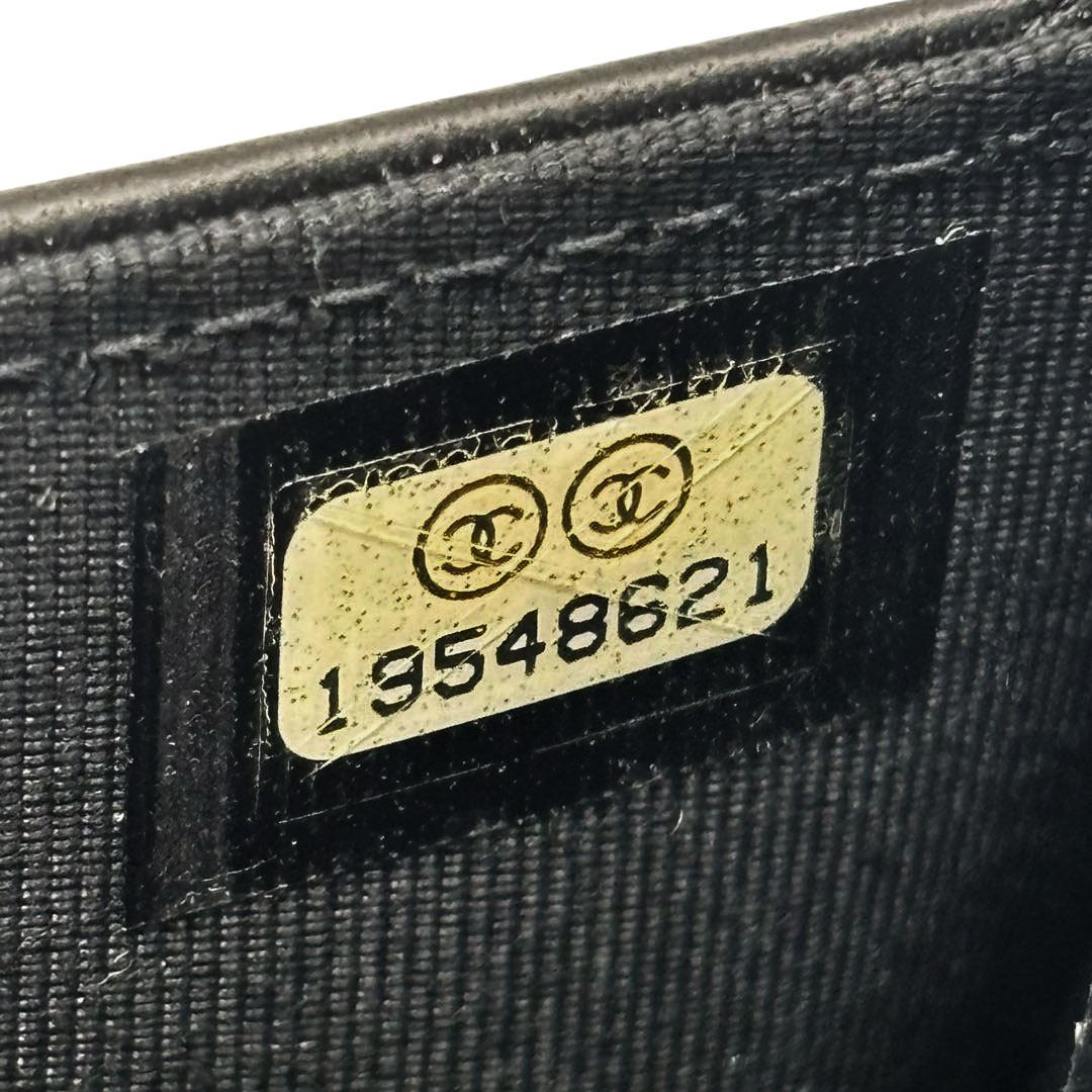 CHANEL シャネル マトラッセ チェーンウォレット タイムレスクラシック ラムスキン ブラック シルバー金具 19番台