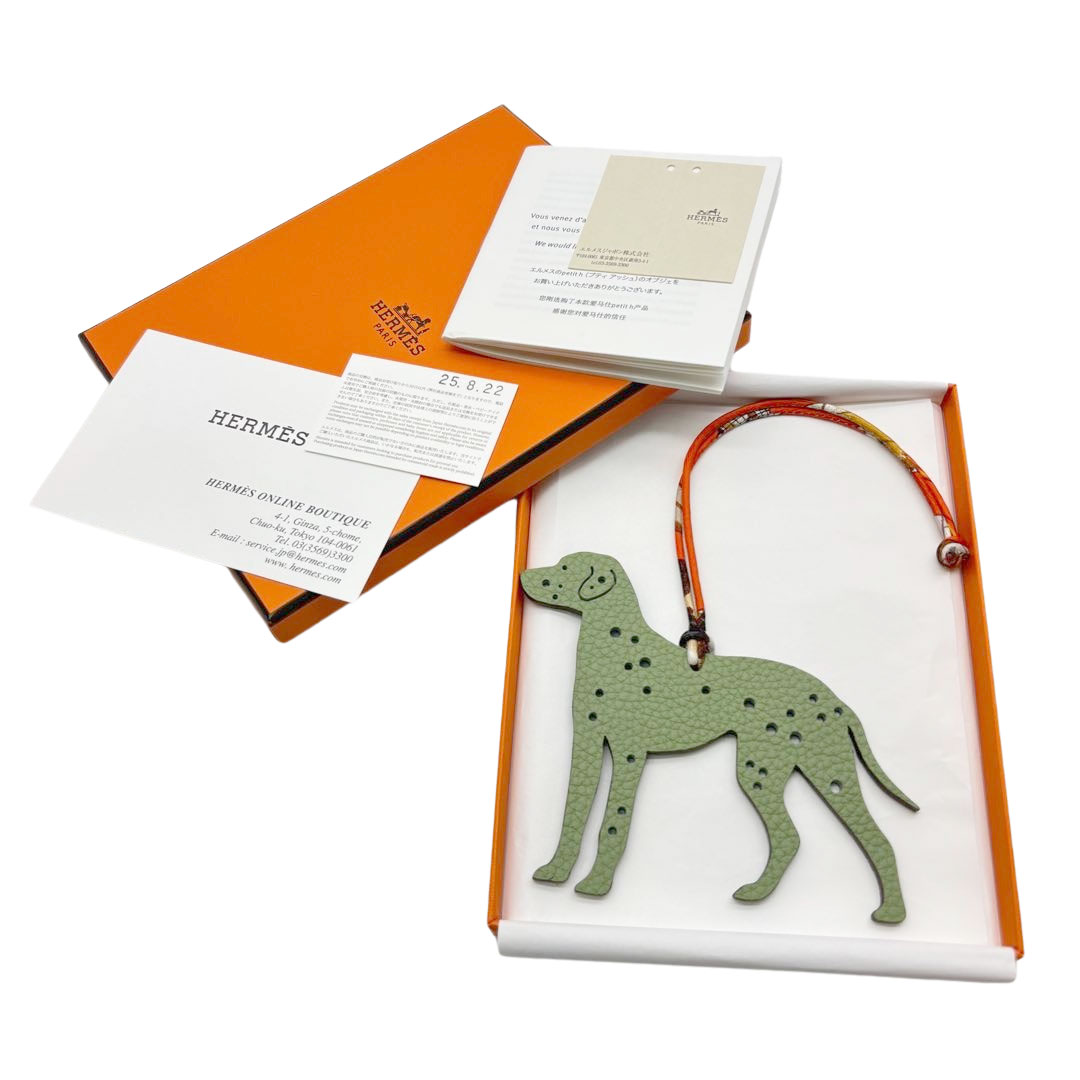 HERMES エルメス プティアッシュ チャーム ダルメシアン トリヨンクレマンス/シェブルミゾル グリーン系/ネイビー系