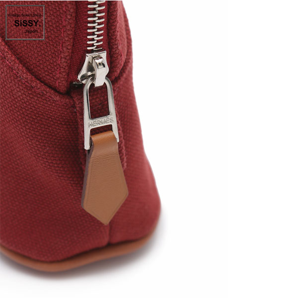 ■エルメス■ ミニミニボリード ポーチ キャンバス レザー ルージュヴィフ 【HERMES】