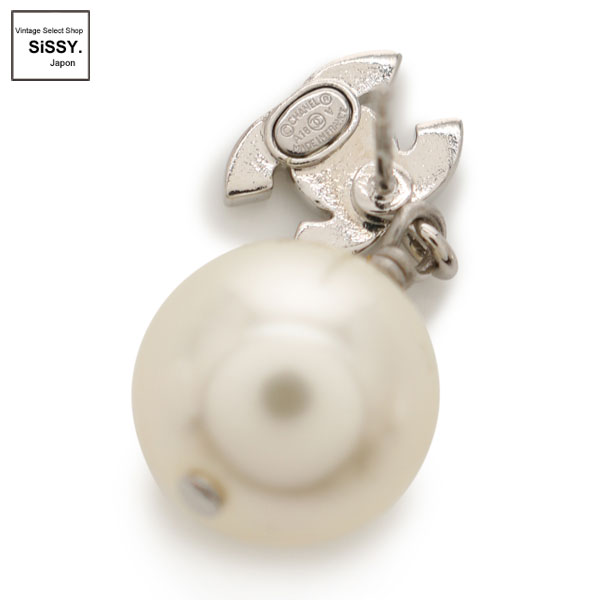 ■シャネル■ ココマーク ピアス フェイクパール ラインストーン シルバー A18V 【CHANEL】