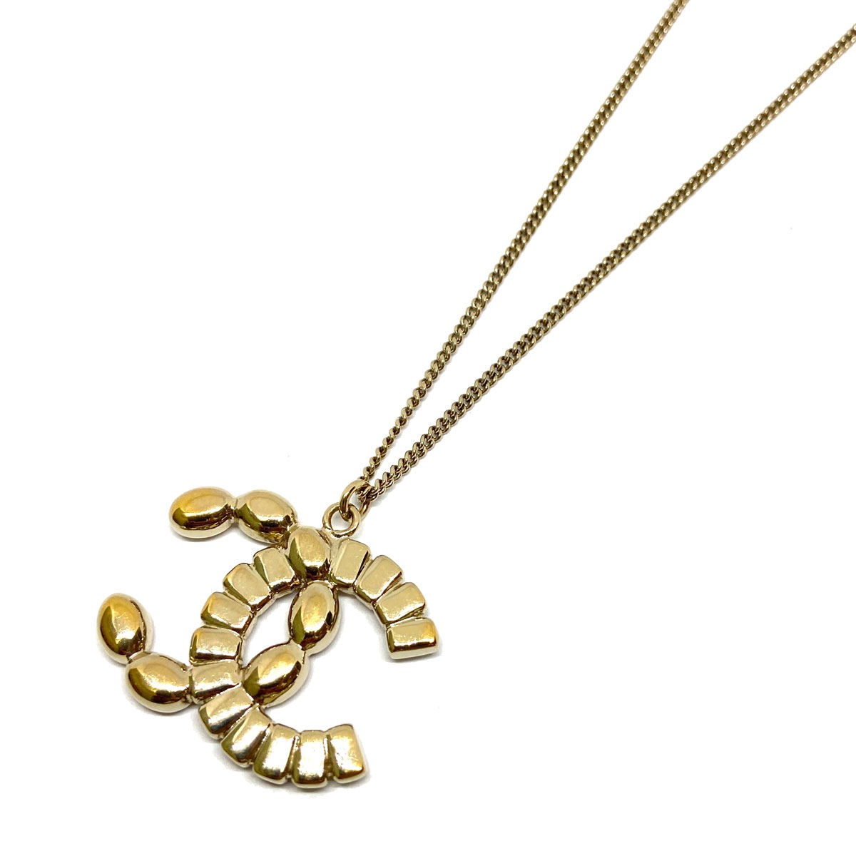 CHANEL シャネル ネックレス ラインストーン ココマーク ゴールド ブラウン B17B