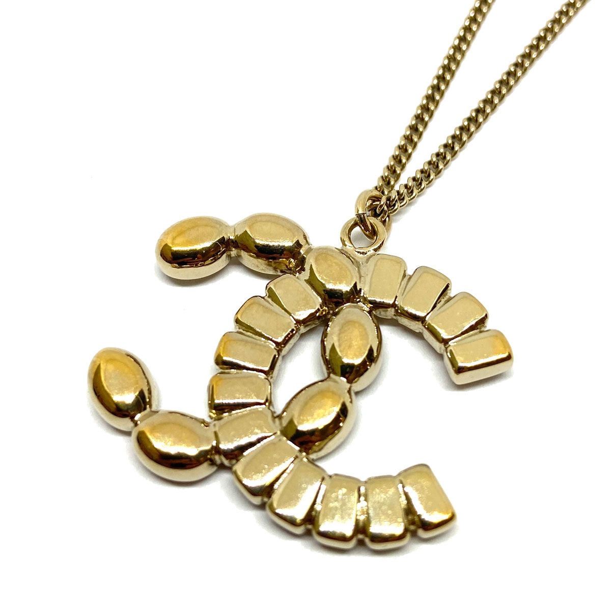 CHANEL シャネル ネックレス ラインストーン ココマーク ゴールド ブラウン B17B
