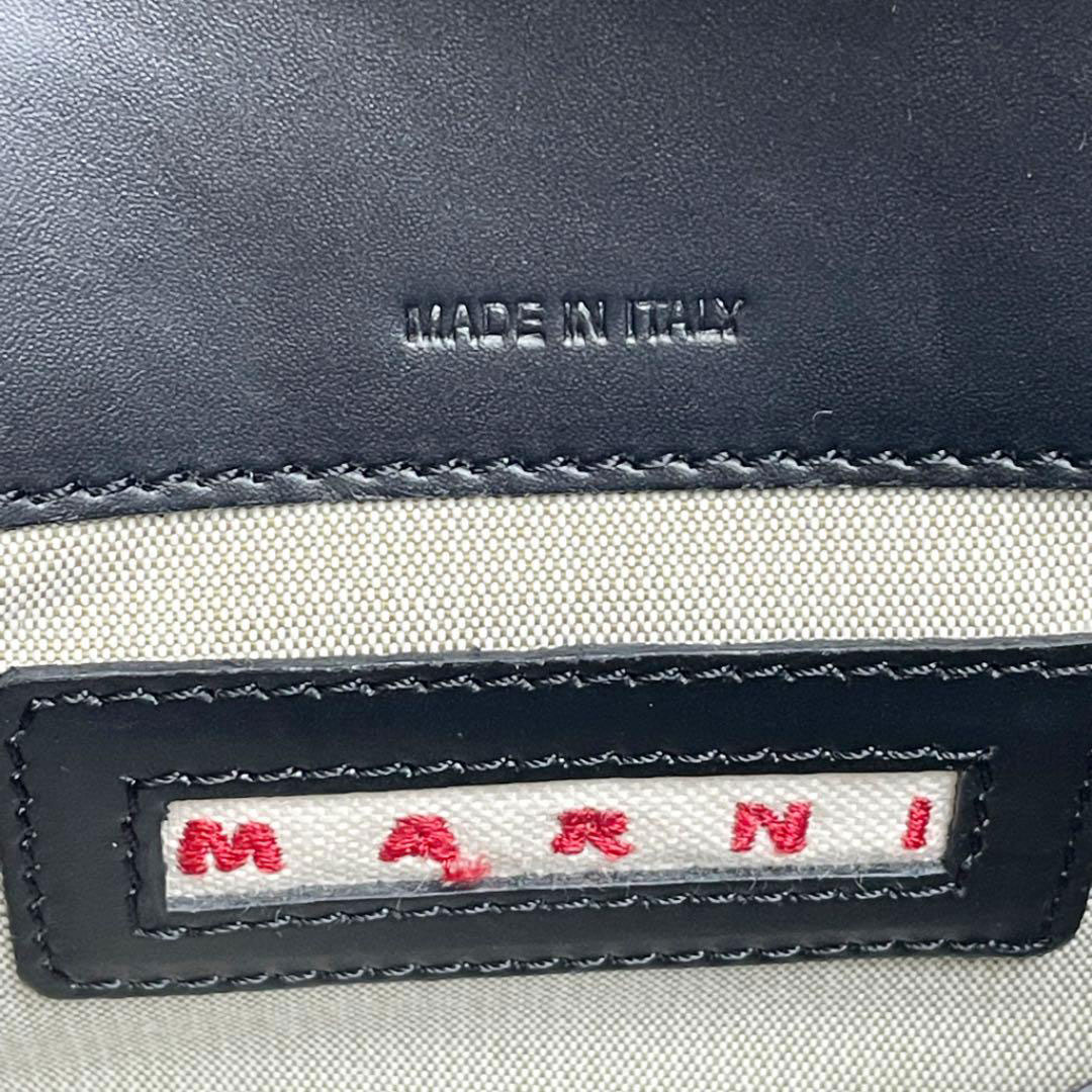 MARNI マルニ トランク 3WAY ミニバッグ ショルダーバッグ ボックスカーフ ネイビー ブラック ゴールド金具
