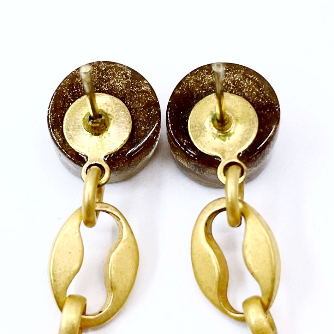CHANEL シャネル チェーンピアス クローバー ブラウン ゴールド 01C
