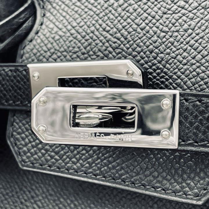 HERMES エルメス ハンドバッグ バーキン25 ヴォーエプソン ブラック シルバー金具 □I刻印