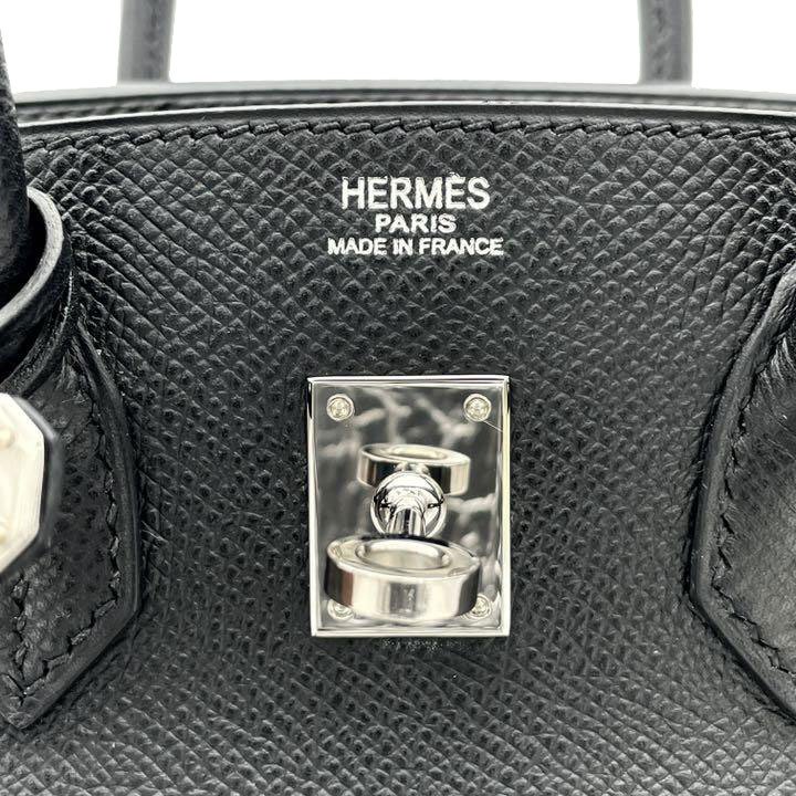 HERMES エルメス ハンドバッグ バーキン25 ヴォーエプソン ブラック シルバー金具 □I刻印