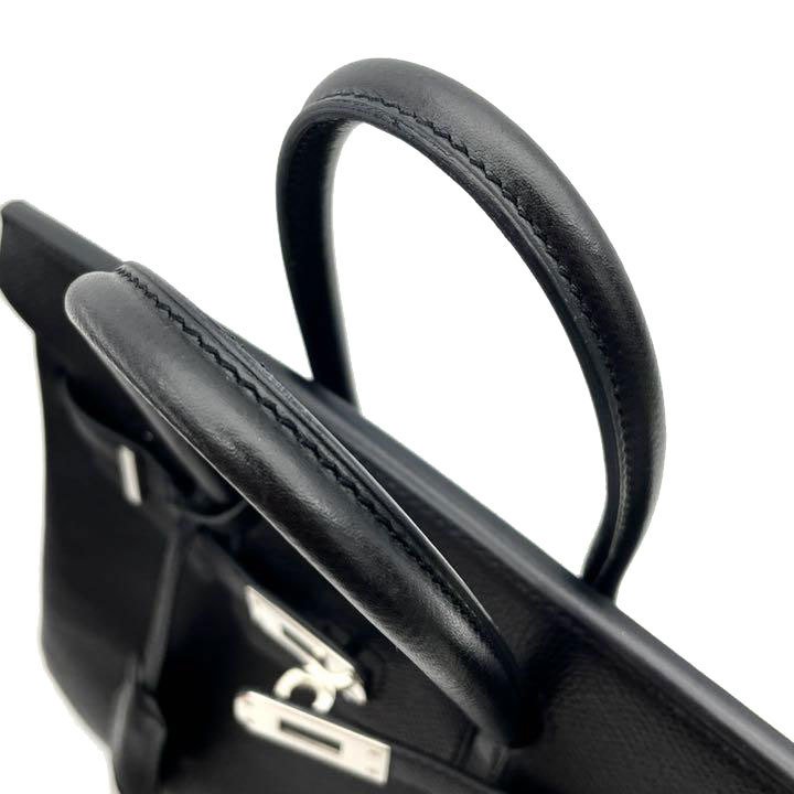 HERMES エルメス ハンドバッグ バーキン25 ヴォーエプソン ブラック シルバー金具 □I刻印