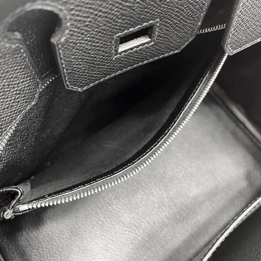 HERMES エルメス ハンドバッグ バーキン25 ヴォーエプソン ブラック シルバー金具 □I刻印