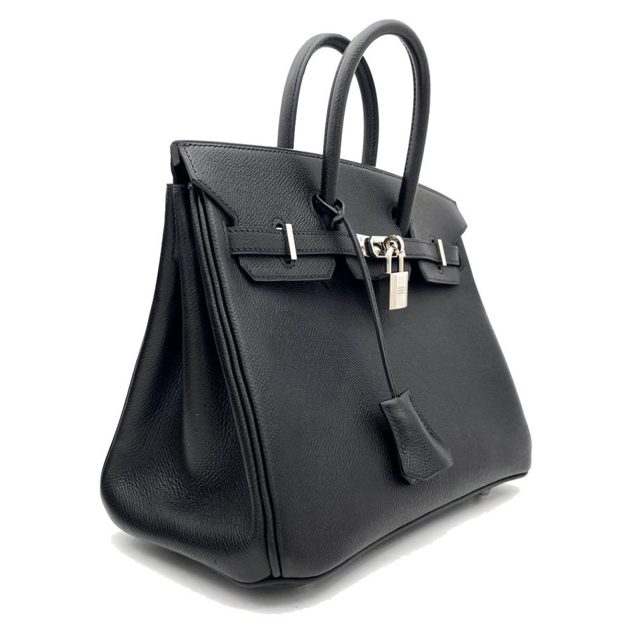 HERMES エルメス ハンドバッグ バーキン25 ヴォーエプソン ブラック シルバー金具 □I刻印
