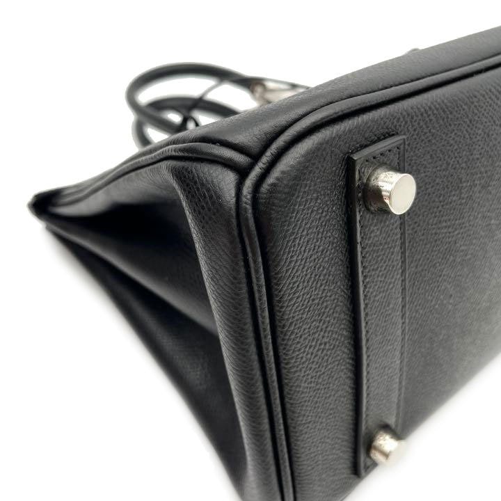 HERMES エルメス ハンドバッグ バーキン25 ヴォーエプソン ブラック シルバー金具 □I刻印