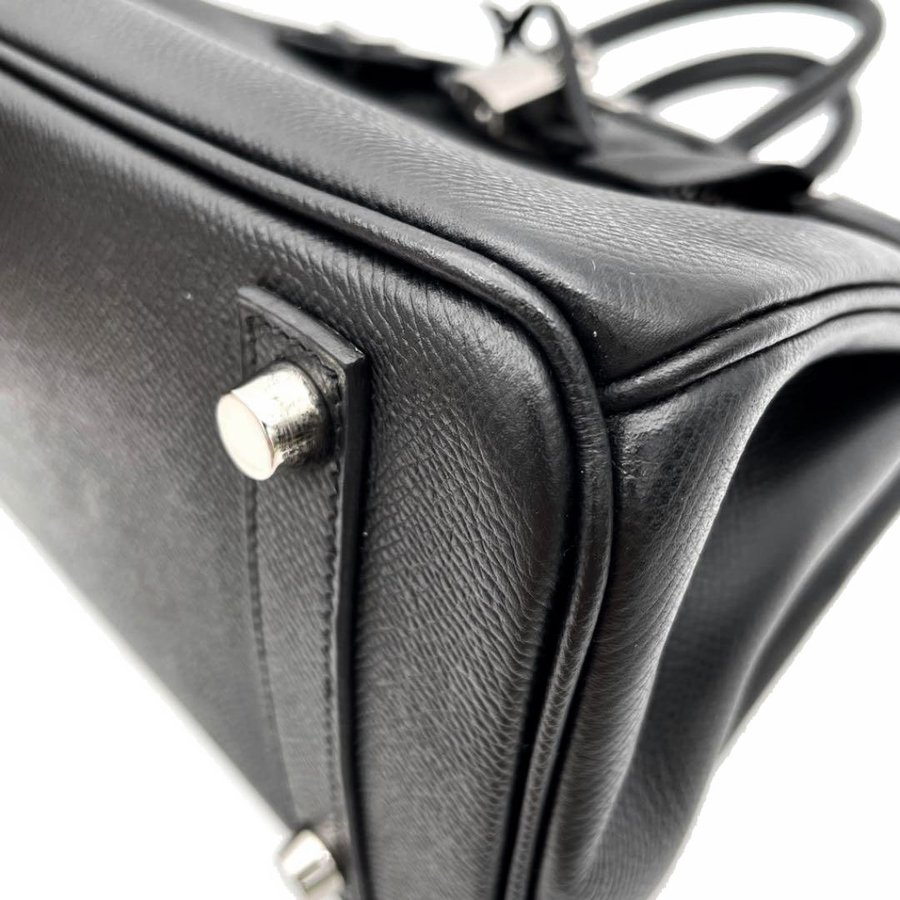 HERMES エルメス ハンドバッグ バーキン25 ヴォーエプソン ブラック シルバー金具 □I刻印