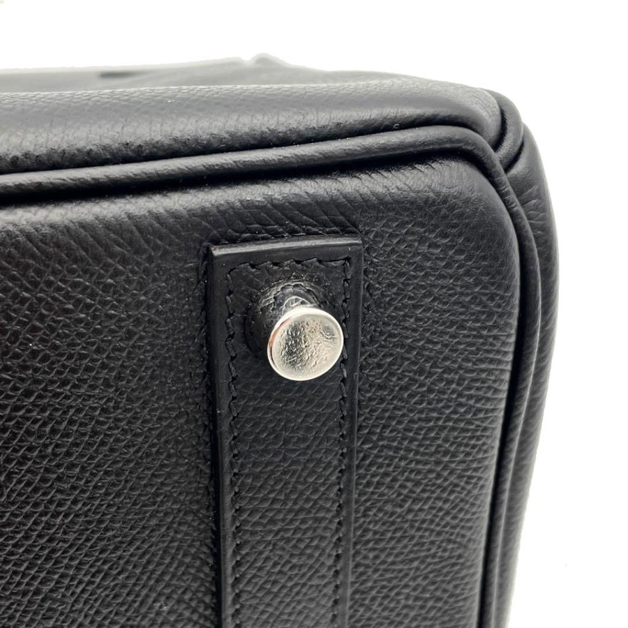 HERMES エルメス ハンドバッグ バーキン25 ヴォーエプソン ブラック シルバー金具 □I刻印