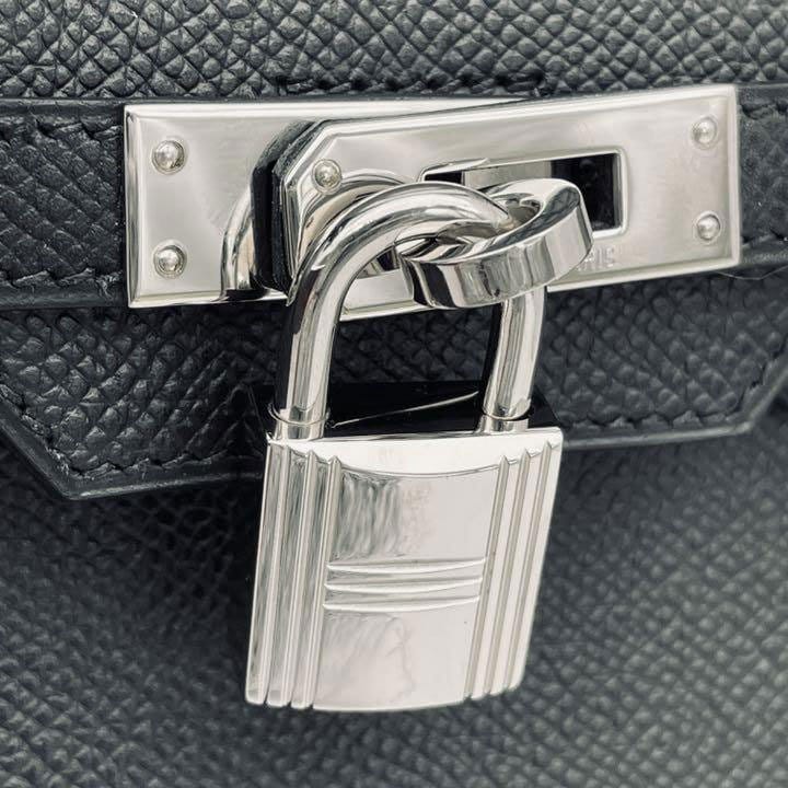 HERMES エルメス ハンドバッグ バーキン25 ヴォーエプソン ブラック シルバー金具 □I刻印