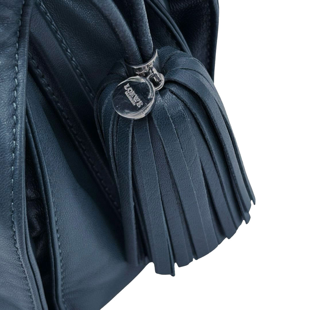 LOEWE ロエベ 2WAYショルダーバッグ フラメンコ22 シープスキン ネイビー/シルバー金具 380.82EH39