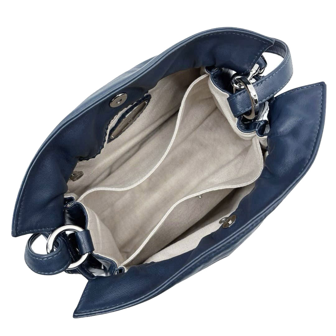 LOEWE ロエベ 2WAYショルダーバッグ フラメンコ22 シープスキン ネイビー/シルバー金具 380.82EH39