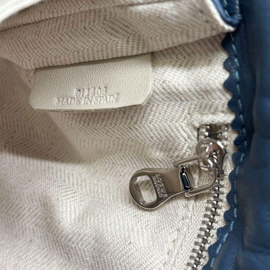 LOEWE ロエベ 2WAYショルダーバッグ フラメンコ22 シープスキン ネイビー/シルバー金具 380.82EH39