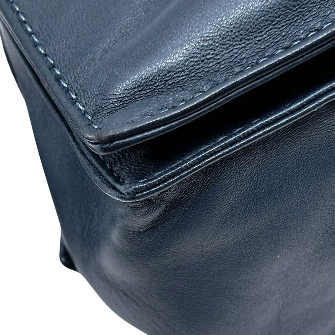 LOEWE ロエベ 2WAYショルダーバッグ フラメンコ22 シープスキン ネイビー/シルバー金具 380.82EH39